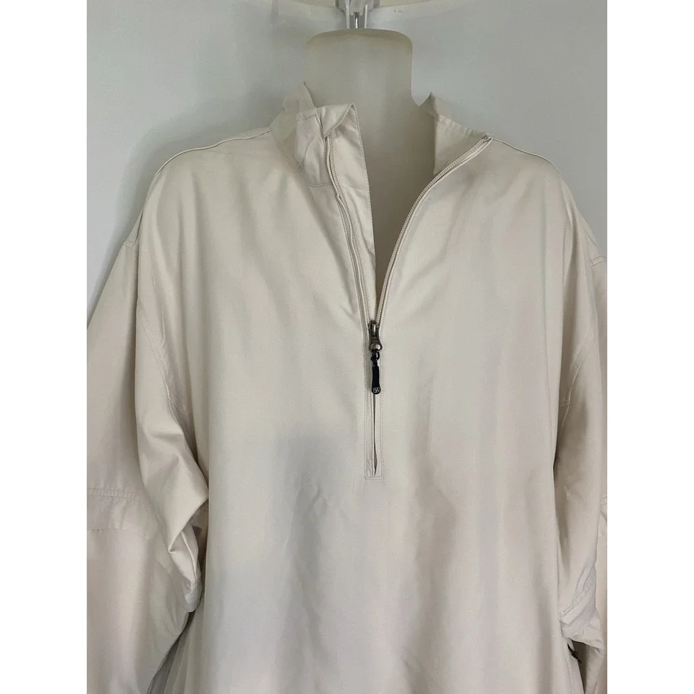Cutter & Buck CB Windtek Half Zip Ivory Golf Jacket Men's 2XB/2TG Zipped Pockets